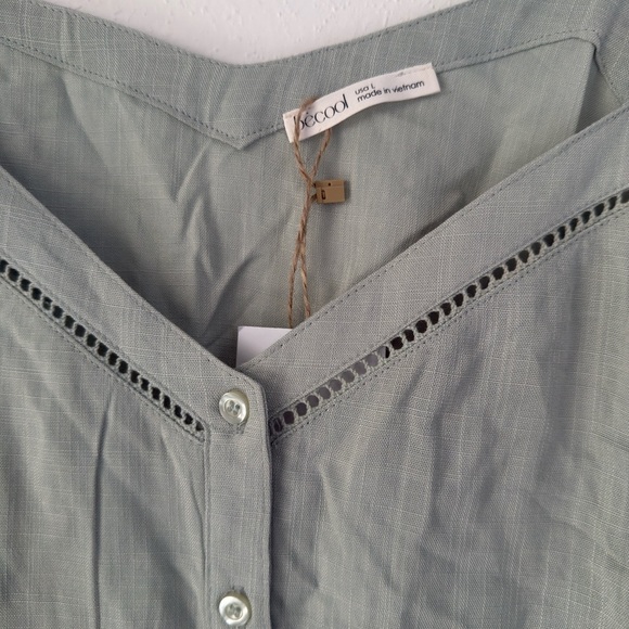 Becool Top Women Large Green V-Neck Sleeveless Spaghetti Strap Rayon - Picture 4 of 10